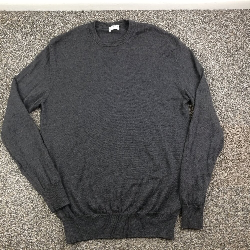 Asket Sweater Merino Wool Crewneck Pullover Gray Mens Medium Regular *Flaw